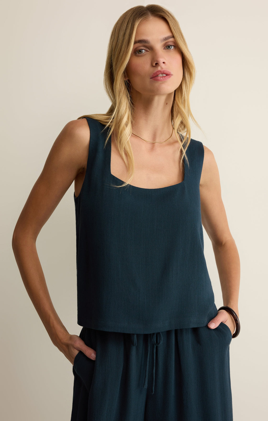 Charli Cropped Linen Tank